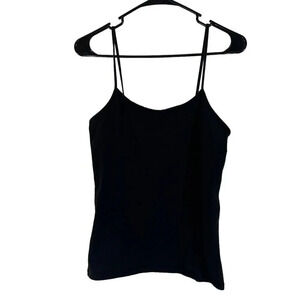 Time and Tru Black Staghetti Strap Cami Top Size Medium Plain Basic Layering Top